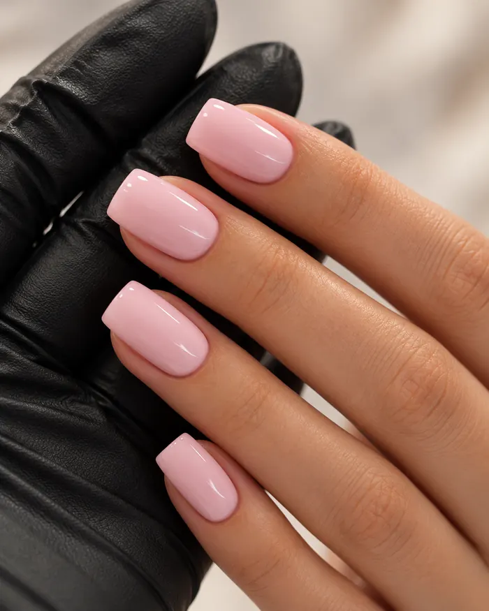 Eckige Gelnägel in zartem Rosa